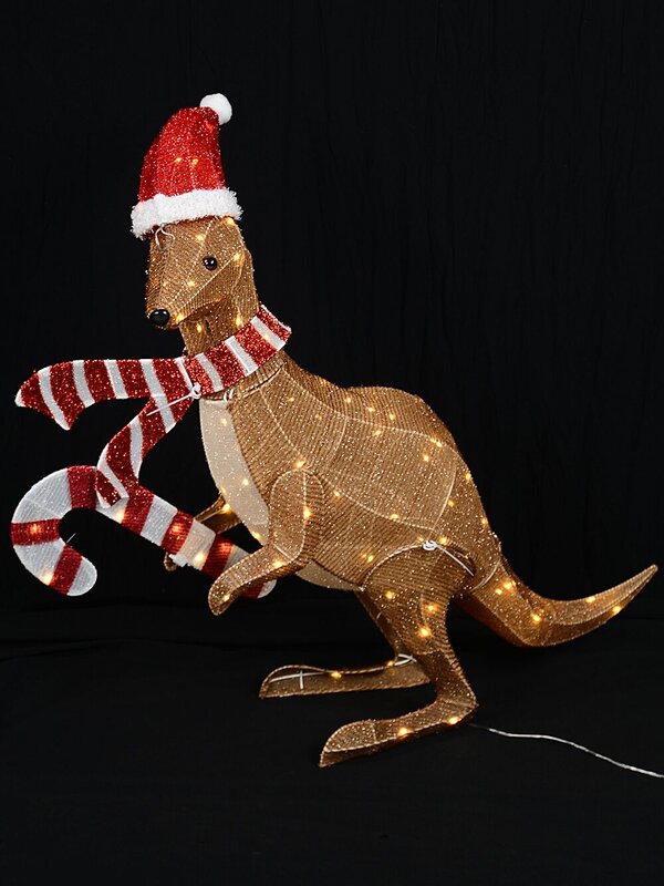 1.1m Warm White With Twinkle LED Christmas Kangaroo Fabric Light Display — image 3
