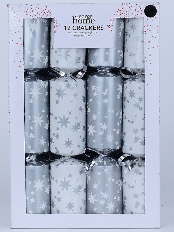 12 x 30cm White & Silver With Silver & White Stars Christmas Cracker Bon Bons — image 2