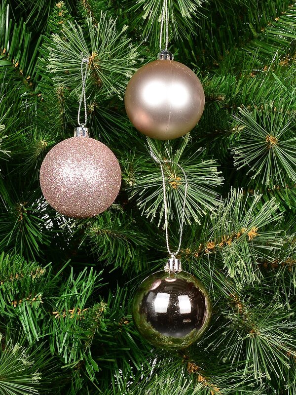 12 x 60mm Pink Glitter, Matte & Metallic Christmas Baubles — image 6