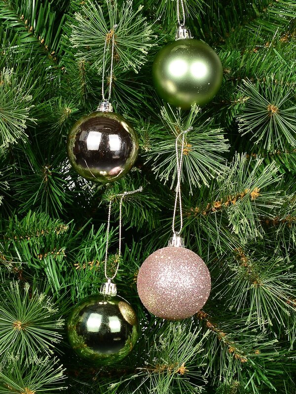 12 x 60mm Pink Metallic & Glitter With Mint Green Metallic & Matte Baubles — image 7