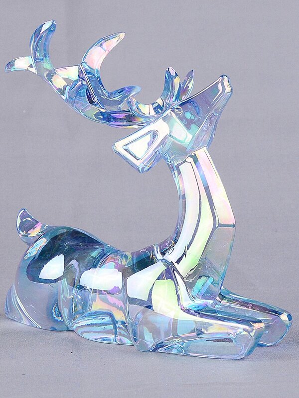 12cm Iridescent Blue Glass Style Sitting Reindeer Figurine — image 4