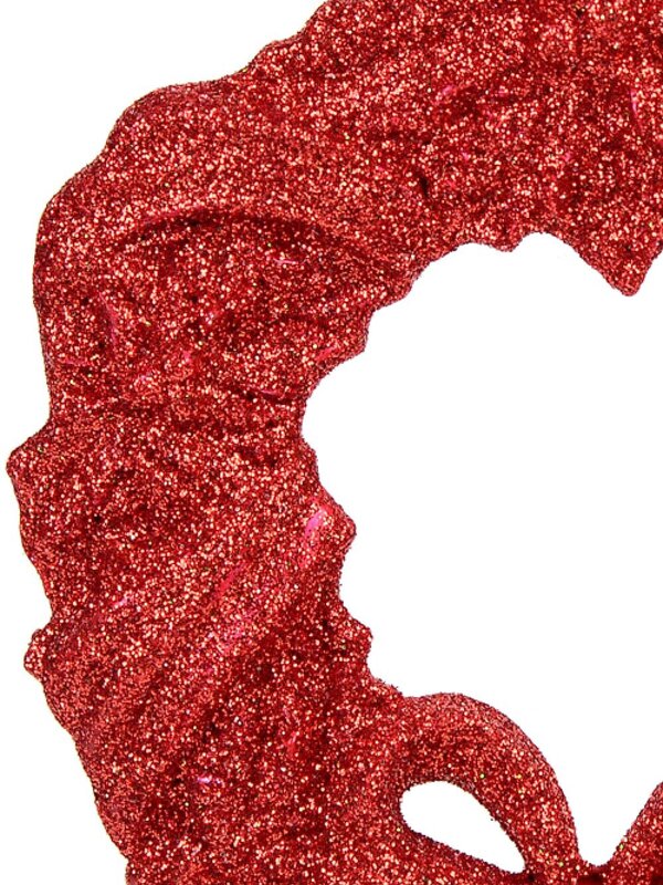 12cm Red Glitter Wreath With Bow Christmas Tree Hanging Decoration — image 3