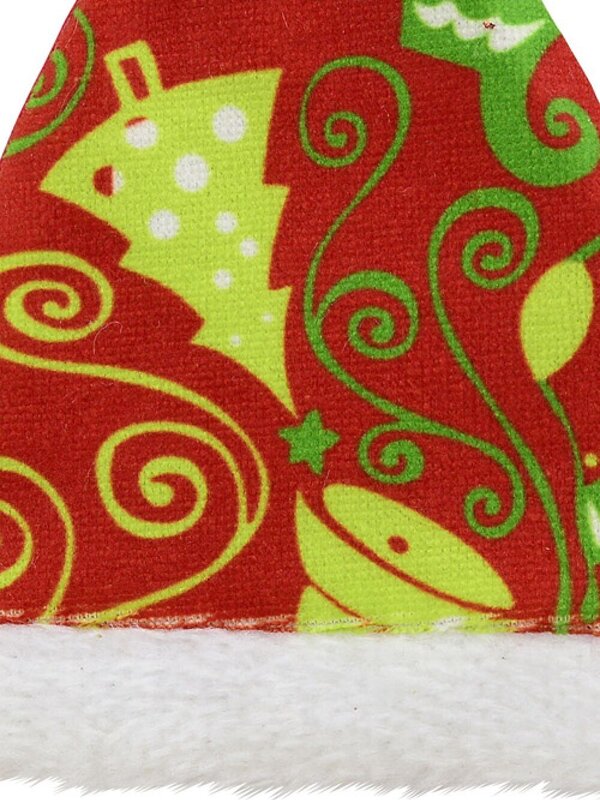 12cm Red Santa Hat with Green Print Christmas Tree Ornament — image 2