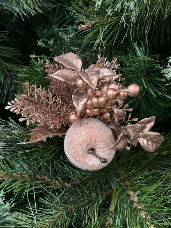 Rose Gold Apple, Berry & Assorted Foliage Christmas Tree Stem Pick | 12cm — image 2