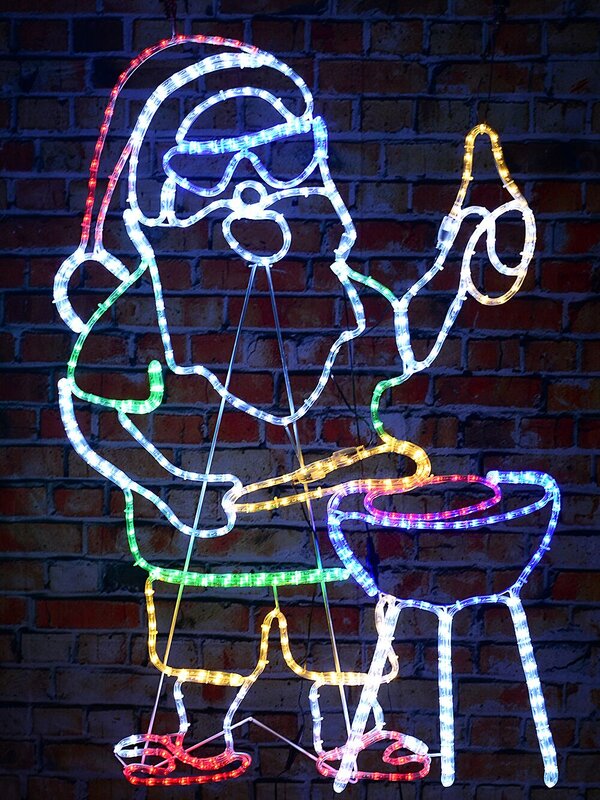 1.2m Cheers! BBQ Cooking Santa Outdoor Christmas Multi Colour LED Display — image 4