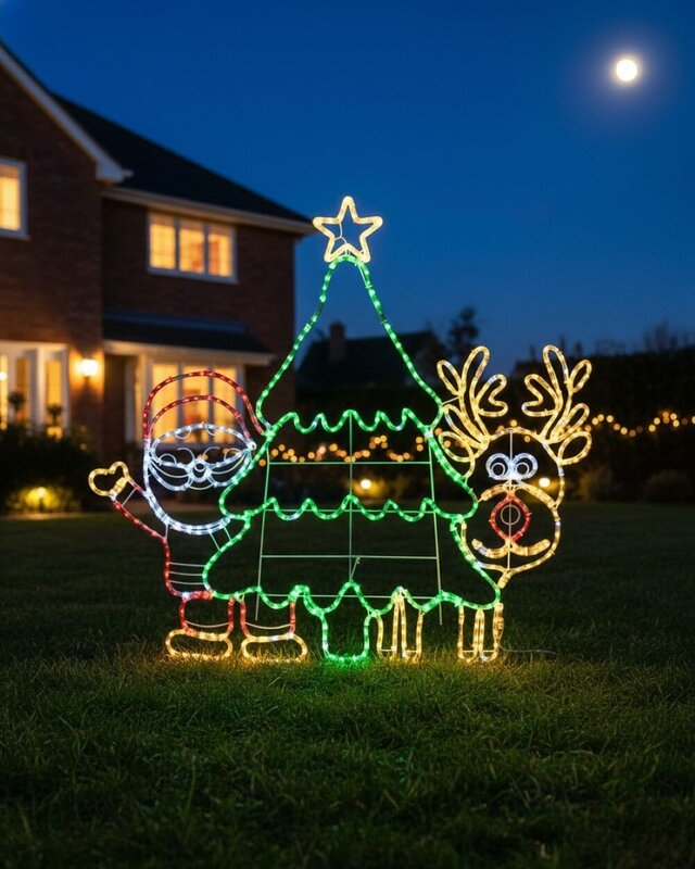 1.2m Dynamic Santa Reindeer & Tree Outdoor Christmas LED Light Display — image 4