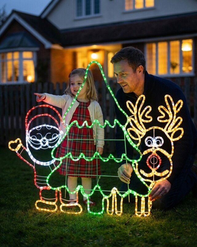1.2m Dynamic Santa Reindeer & Tree Outdoor Christmas LED Light Display — image 3