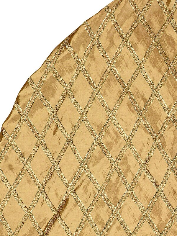 1.2m Gold Silk & Metallic Tinsel Ribbon Lattice Christmas Tree Skirt — image 3