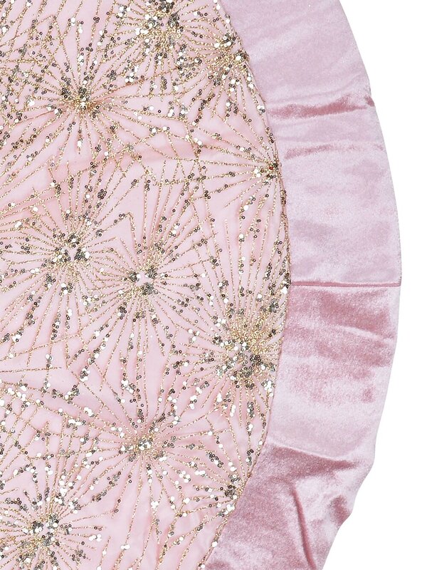 1.2m Pink Satin & Gold Sequin Starburst Christmas Tree Skirt — image 3