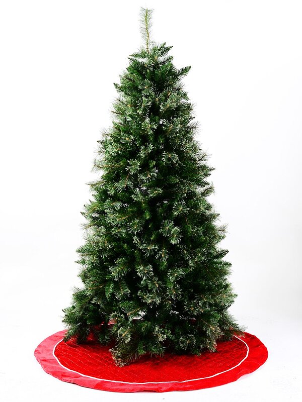 1.2m Red Velvet Quilted & White Plaited Cord Christmas Tree Skirt — image 2