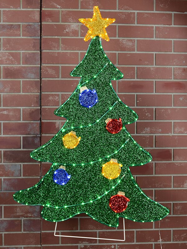 1.2m Tinsel Mesh Decorated Christmas Tree With LED Twinkle Rope Light Display — image 4
