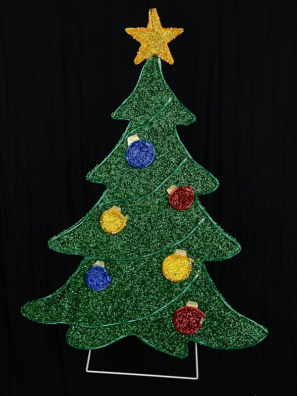 1.2m Tinsel Mesh Decorated Christmas Tree With LED Twinkle Rope Light Display — image 5