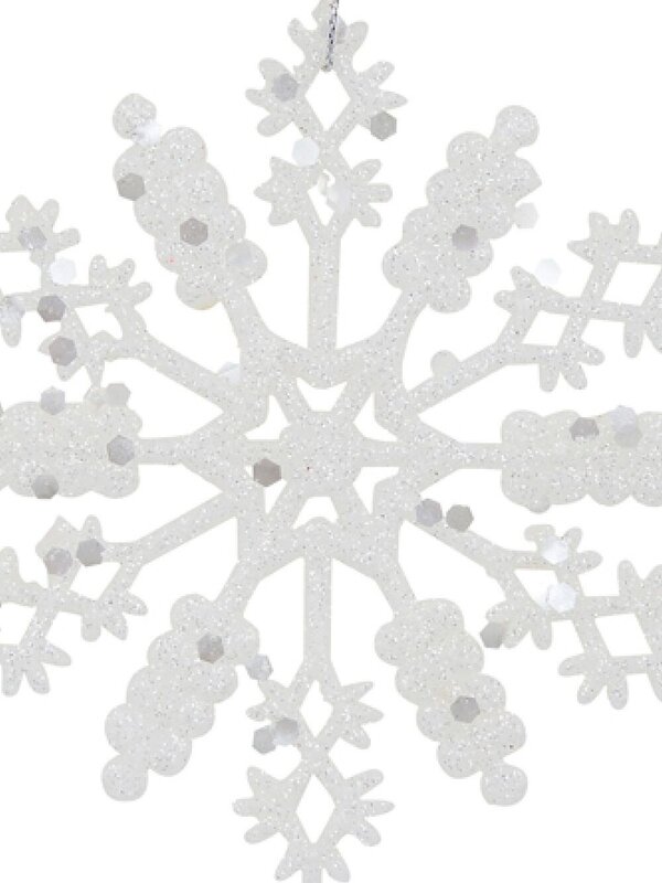12x 10cm Thin White Glitter Snowflakes Christmas Tree Ornament — image 3