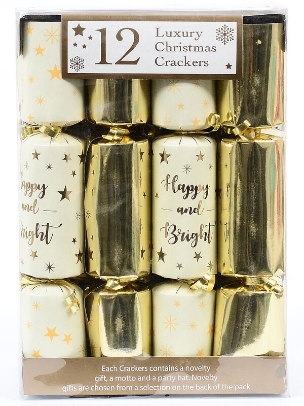 12x Happy & Bright With Shiny Gold Christmas Bon Bons (Crackers) | 30cm — image 2