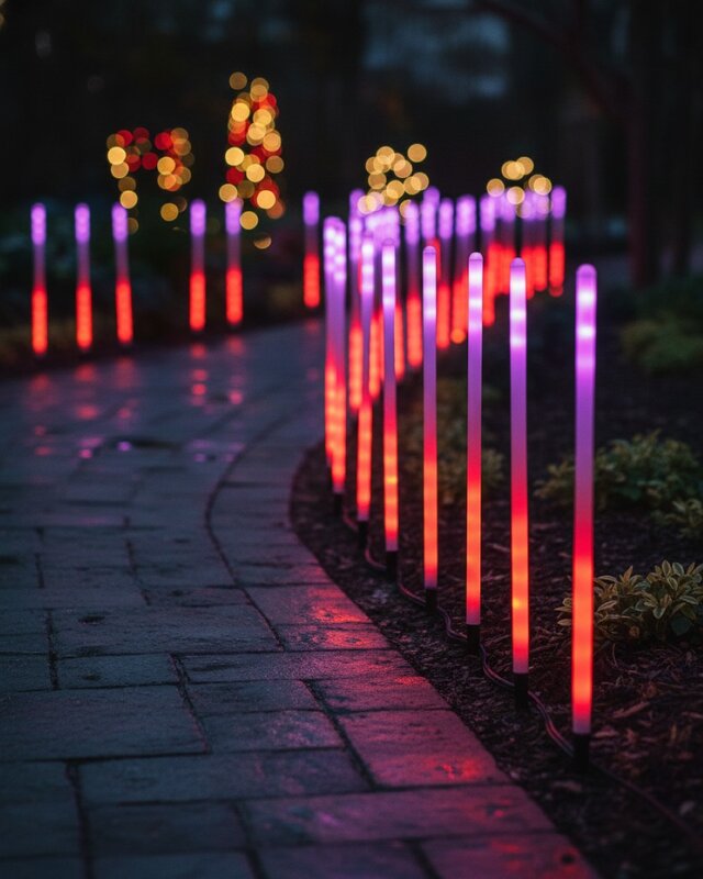 12x LED Meteor Shower Path Lights - Rainbow Multi Colour Tubes | 50cm — image 4
