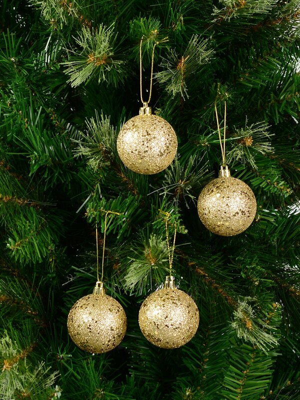 12x Lustrous Gold Essential Sequin & Glitter Baubles | 60mm — image 2