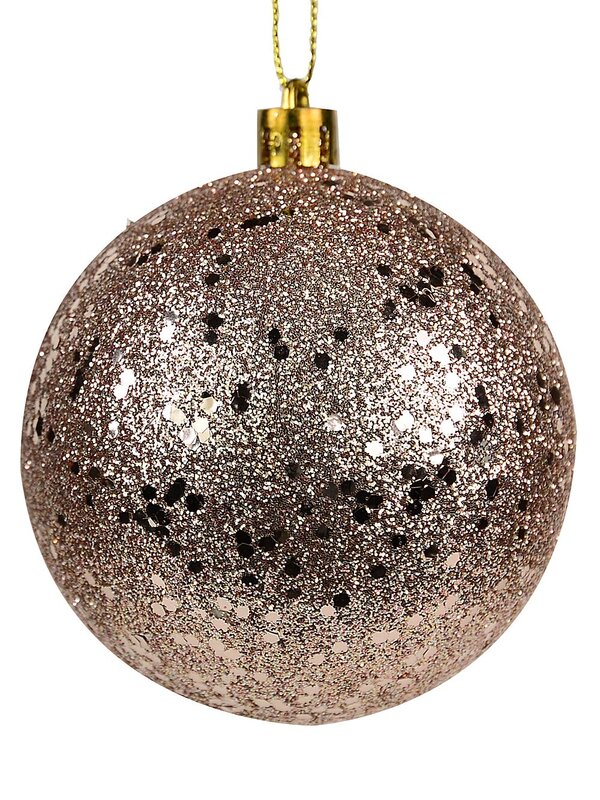 12x Lustrous Rose Gold Essential Sequin & Glitter Baubles | 60mm — image 4