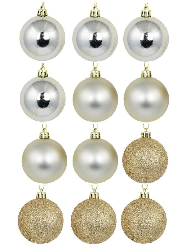 12x Timeless Champagne Essential Mixed Finish Baubles | 60mm — image 3