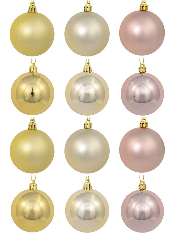 12x Timeless Gold Champagne & Pink Essential Metallic & Matte Bauble | 60mm — image 2