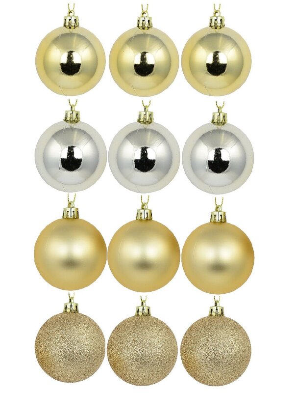 12x Timeless Gold & Light Gold Essential Mixed Finish Ball Bauble | 60mm — image 3