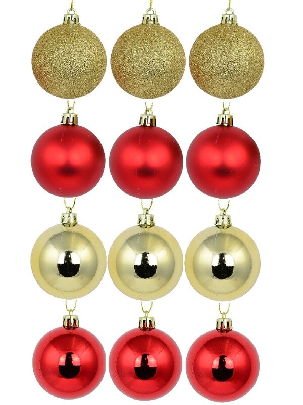 12x Timeless Red & Gold Essential Mixed Finish Baubles | 60mm — image 3