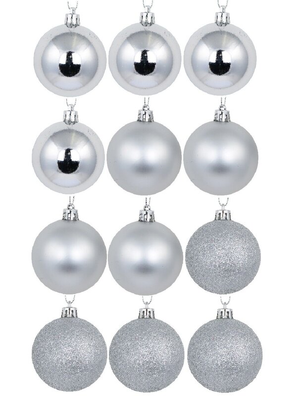 12x Timeless Silver Essential Mixed Finish Baubles | 60mm — image 3