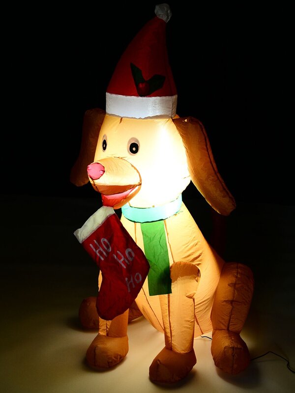 1.3m Cute Sitting Puppy Holding Stocking | LED Outdoor Inflatable — image 2