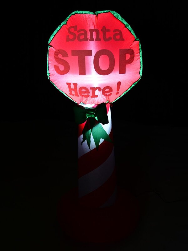 1.3m Santa Stop Here! Sign With Bow Illuminated Christmas Inflatable — image 2
