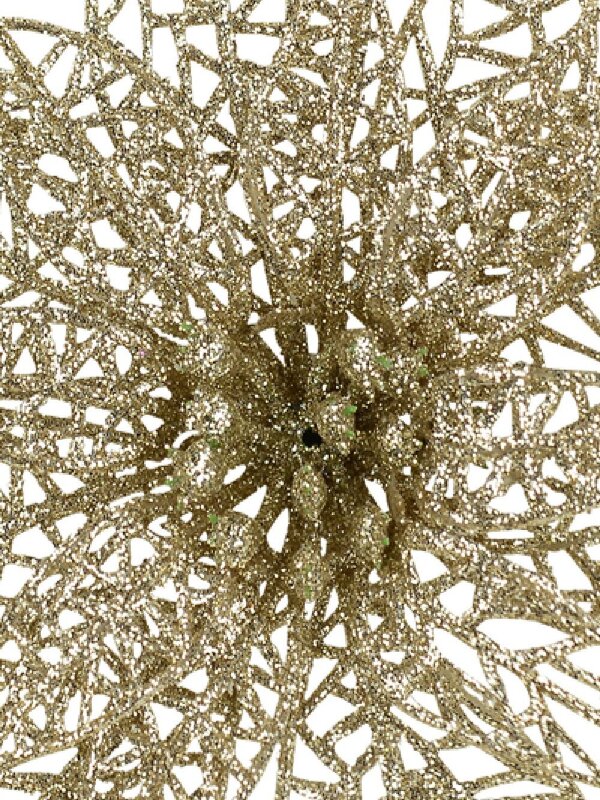 14cm Champagne Perforated Bract Poinsettia Christmas Tree Clip Pick — image 3