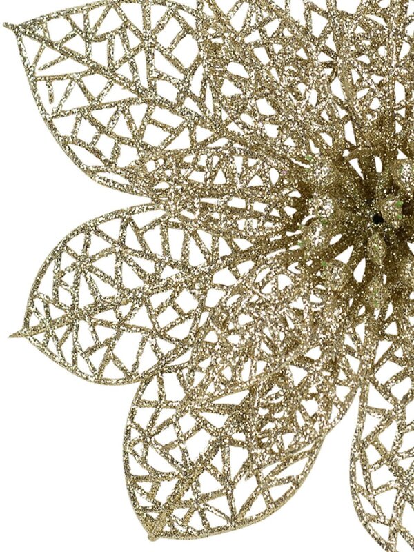 14cm Champagne Perforated Bract Poinsettia Christmas Tree Clip Pick — image 4