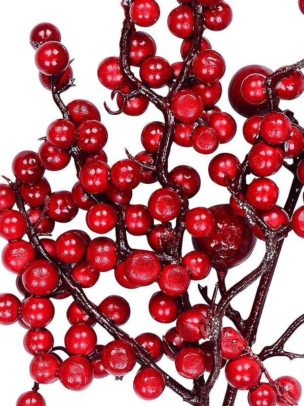Deep Red Various Sized Berries Spray Christmas Tree Stem Pick | 14cm — image 3