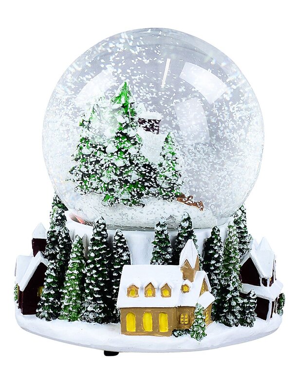 11cm Winter Town Scene With Music & Lights Waterball Snow Globe — image 5