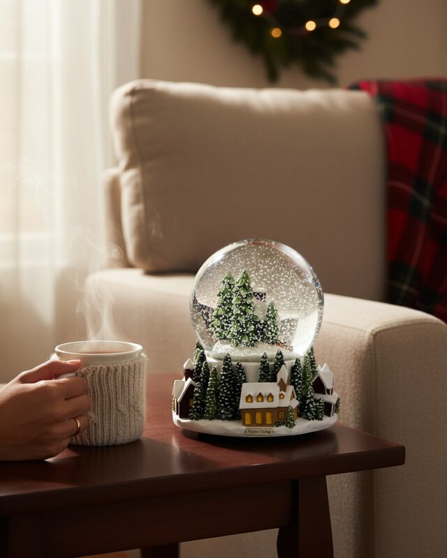 11cm Winter Town Scene With Music & Lights Waterball Snow Globe — image 2