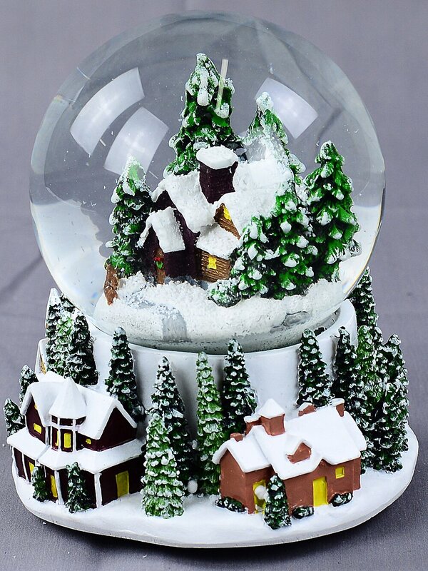 11cm Winter Town Scene With Music & Lights Waterball Snow Globe — image 10