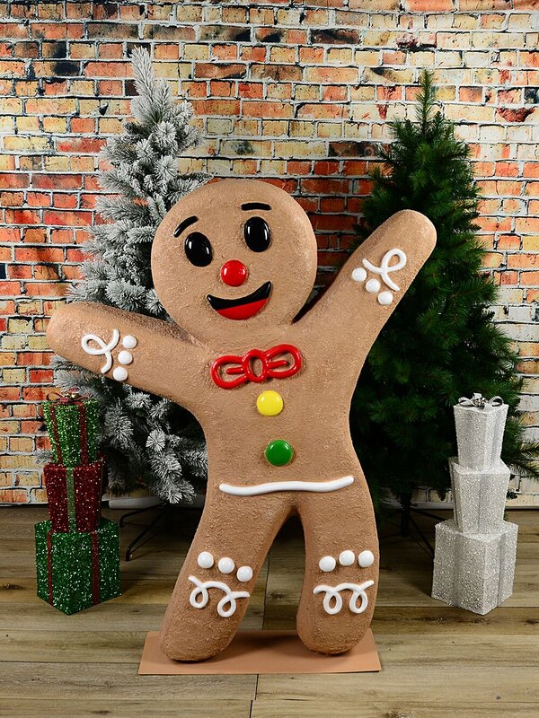 1.4m Cheery Gingerbread Man Life Size Resin Christmas Ornament — image 2