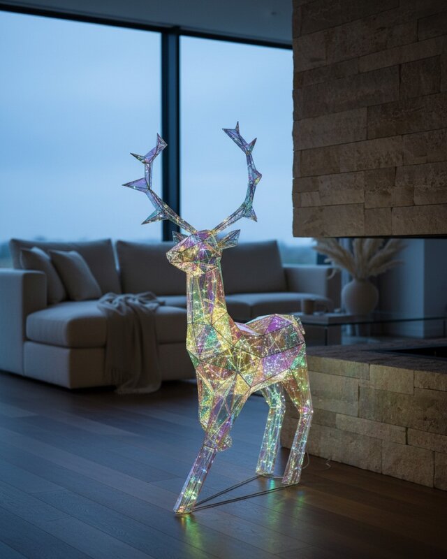 1.4m Outdoor 3D Iridescent & Holographic Standing Reindeer LED Light Display — image 5