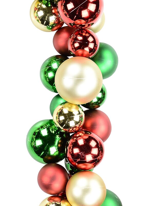 1.4m Red Green & Gold Metallic & Matte Large Display Bauble Cluster Garland — image 5