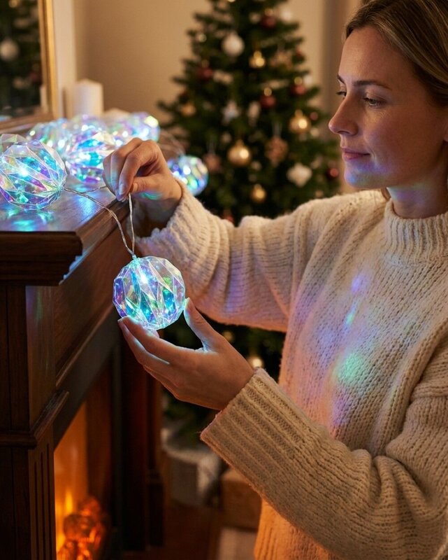 15 Cool White LED With Iridescent Geometric Spheres 2 Function | 2.1m — image 3