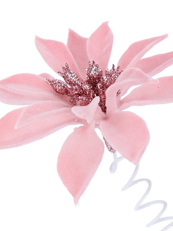 Dual Pink Mini Poinsettia Christmas Tree Clip Pick | 15cm — image 3