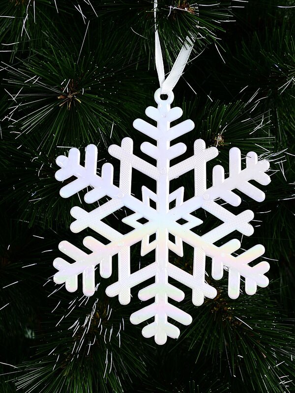 15cm Iridescent Gloss & Textured White Christmas Snowflake Ornament — image 2