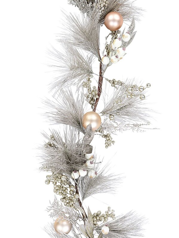 1.5m Decorated Champagne Weymouth Pine Garland | Berries & Baubles — image 3
