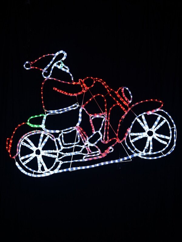 1.5m Santa Riding Motorbike With Cool White, Red & Green LED Light Display — image 3
