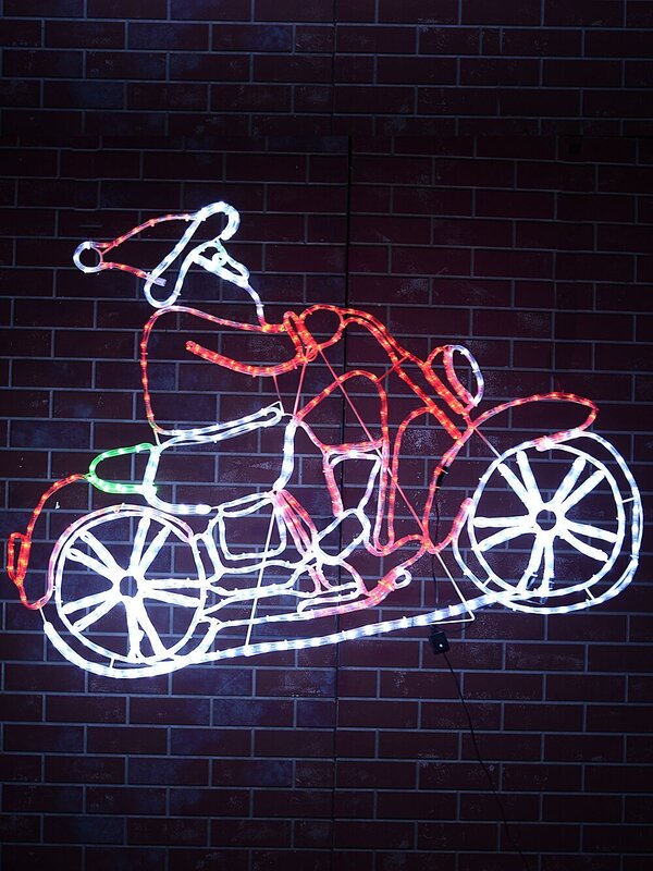 1.5m Santa Riding Motorbike With Cool White, Red & Green LED Light Display — image 2