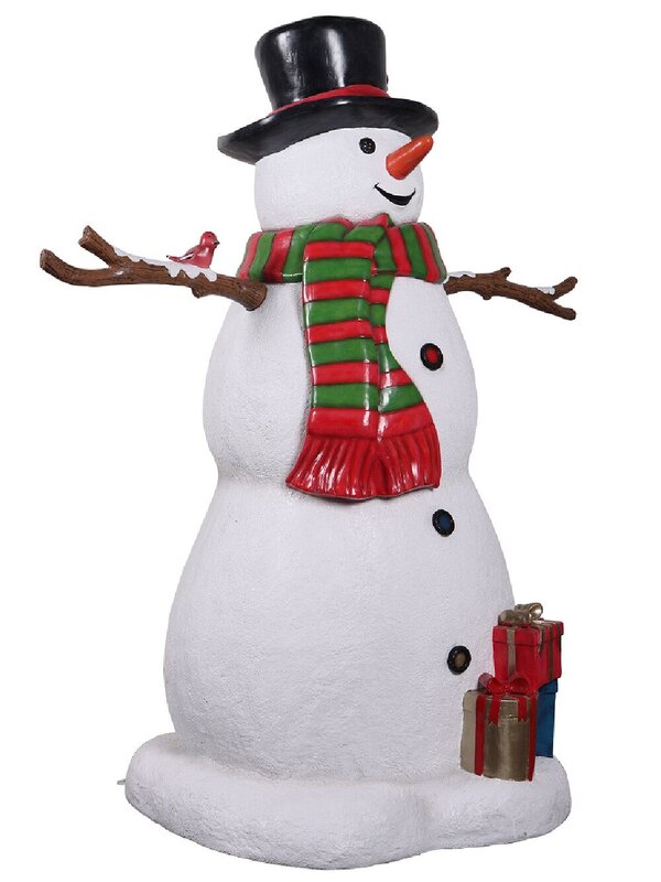 1.5m Snowman With Gifts & Bird Friend Life Size Resin Christmas Ornament — image 3