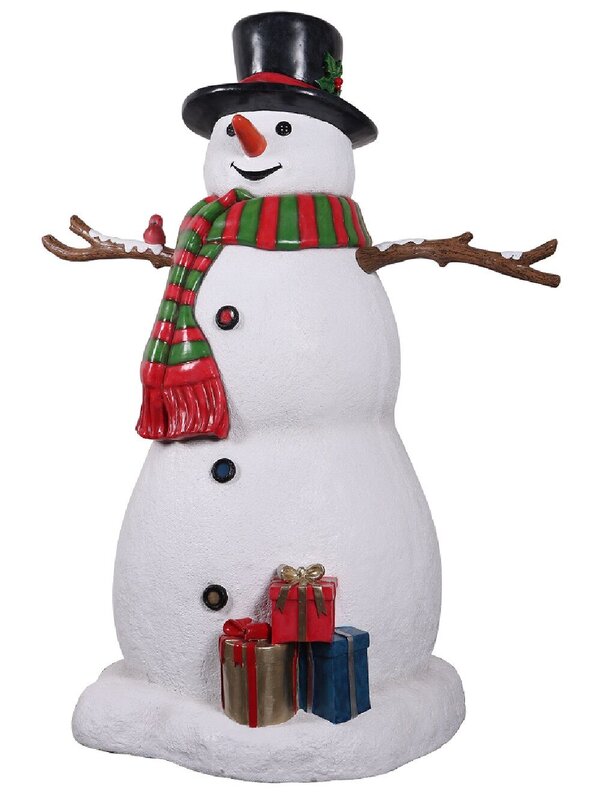 1.5m Snowman With Gifts & Bird Friend Life Size Resin Christmas Ornament — image 2