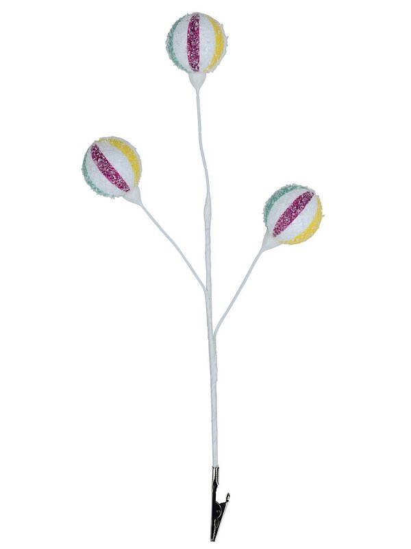 Frosted Sassy Spheres Candy Ball Lollipops Christmas Tree Clip Pick | 16cm — image 3