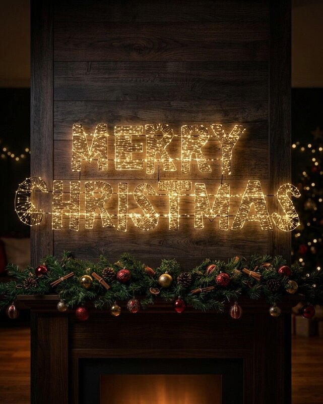 1.6m Vibrant Merry Christmas Outdoor LED Warm White String Light Display — image 2