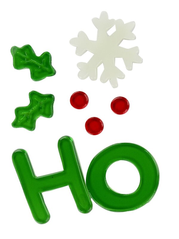 17cm Ho Ho Ho, Snowflakes & Holly Gel Window Cling