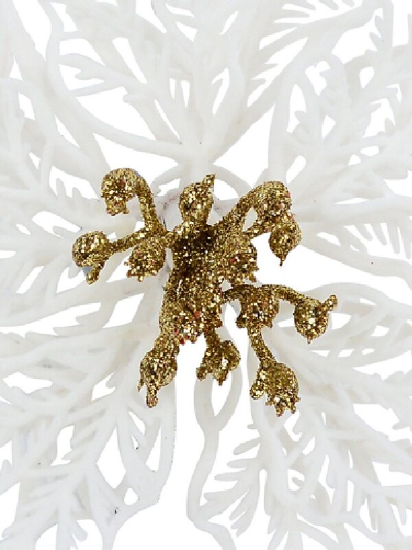 White Bract Vein Silhouette Poinsettia Christmas Tree Clip Pick | 17cm — image 4