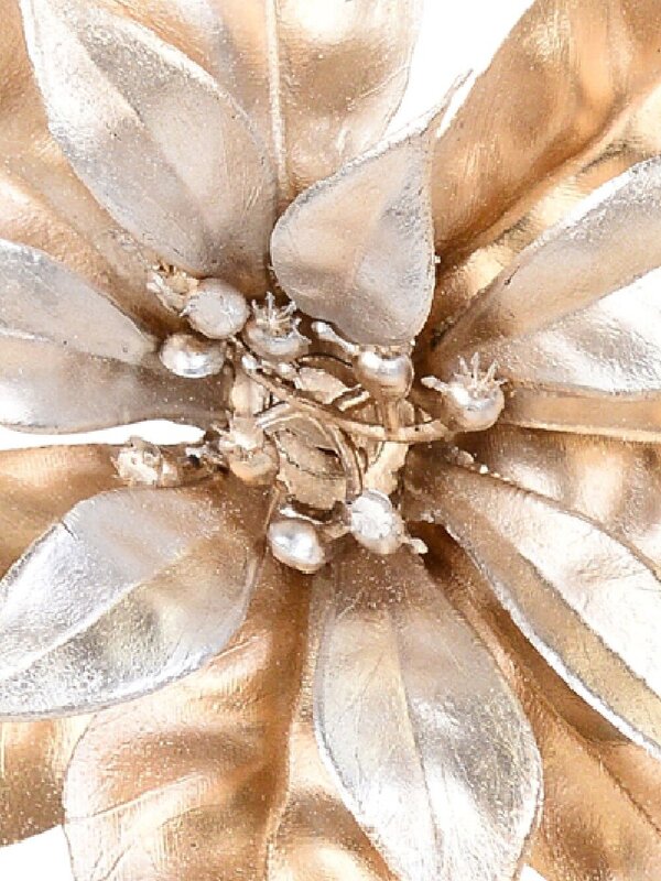 Matte Gold Moulded PVC Poinsettia Christmas Tree Clip Pick | 18cm — image 3